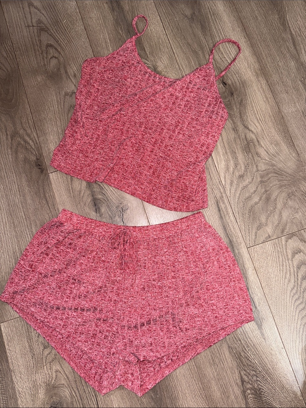 Women's Red Knit Cami & Shorts Sleep Set